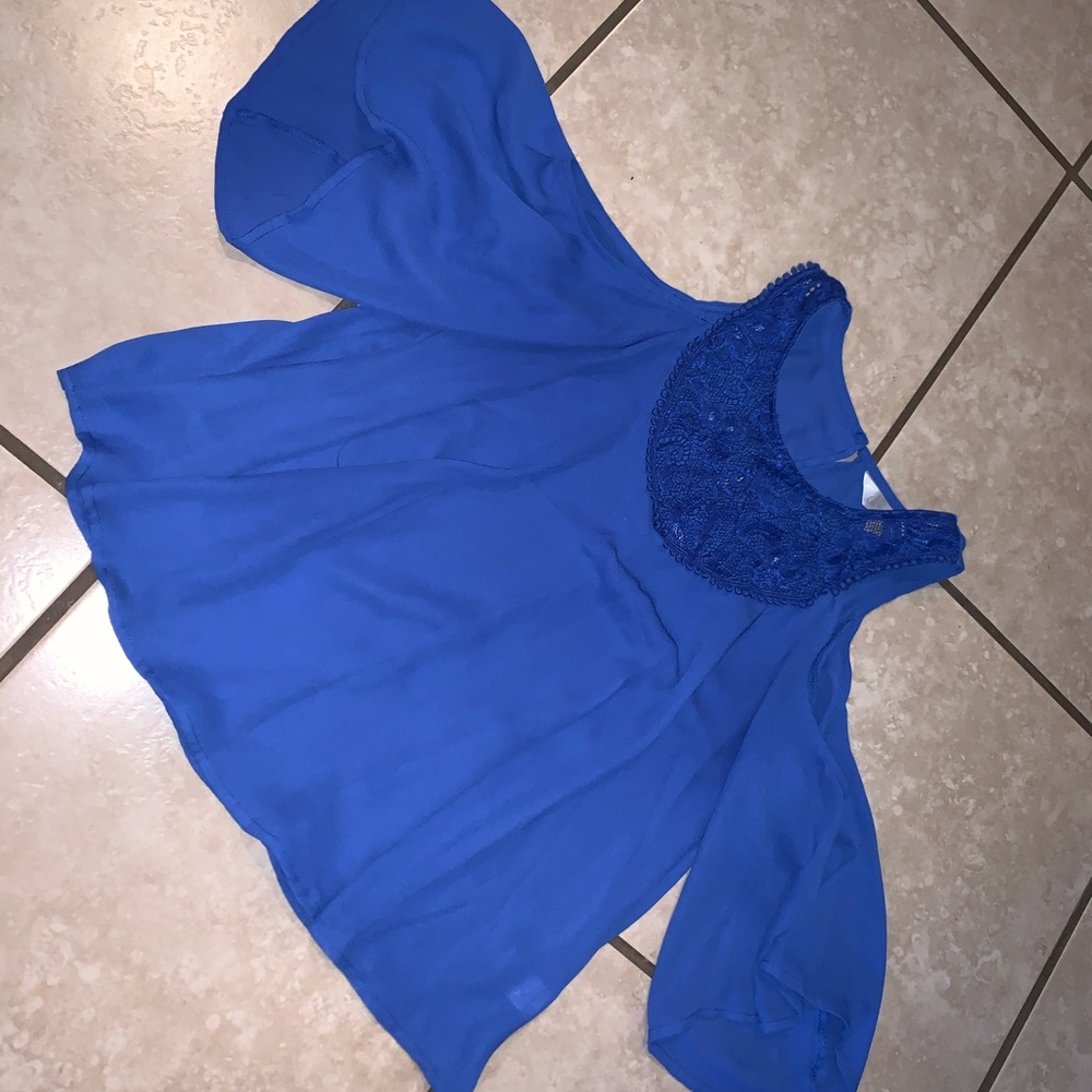Depp blue off the shoulder blouse